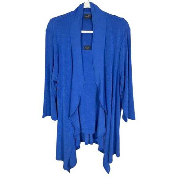 Chico's Travelers Cardigan Tank Set Slinky Ruffled Travel Classic Blue Size 3/XL - Picture 1 of 12